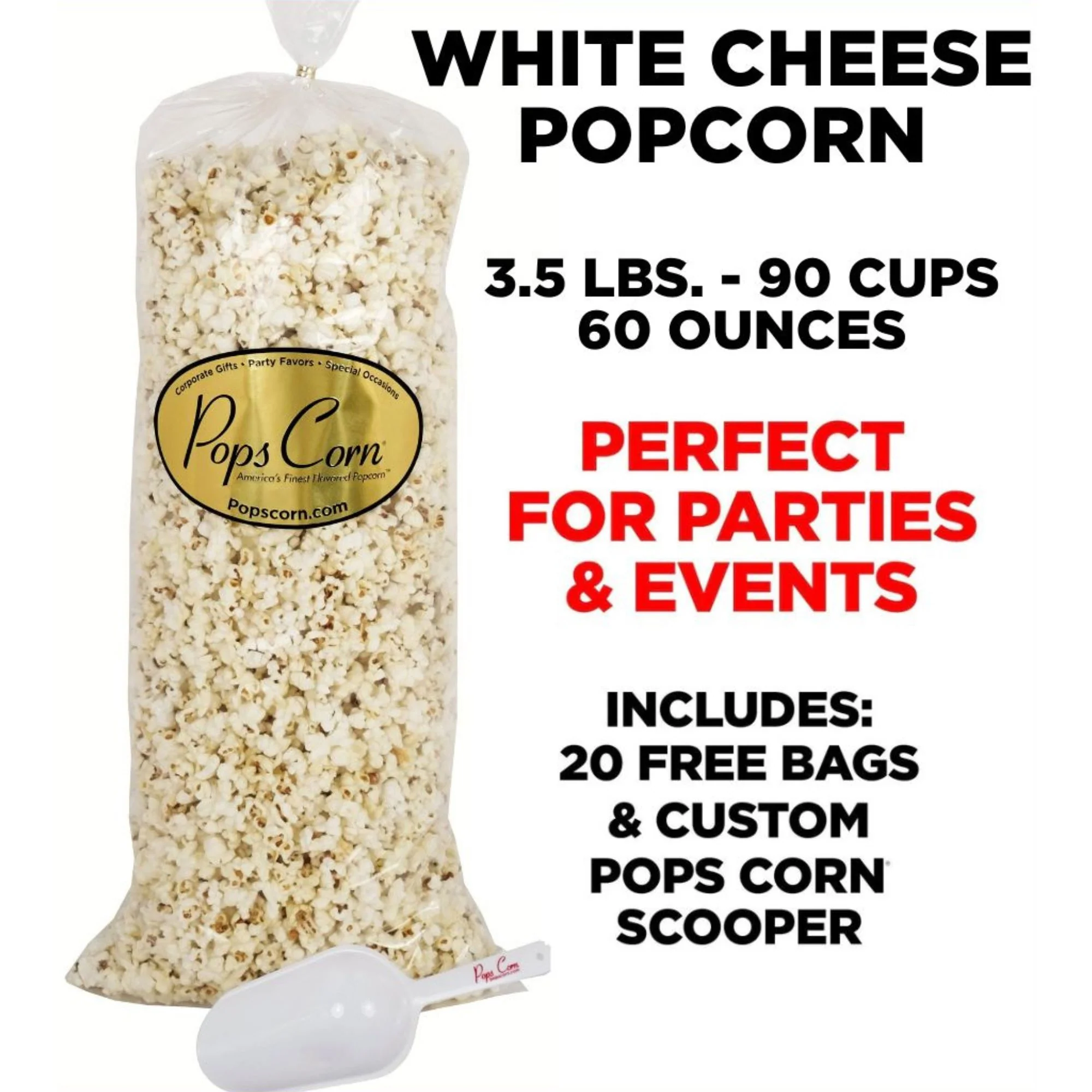 White Cheddar Cheese Popcorn – Bulk 3.5 lb (60 oz) Bag | Gourmet Party Popcorn | Pops Corn® - Image 6